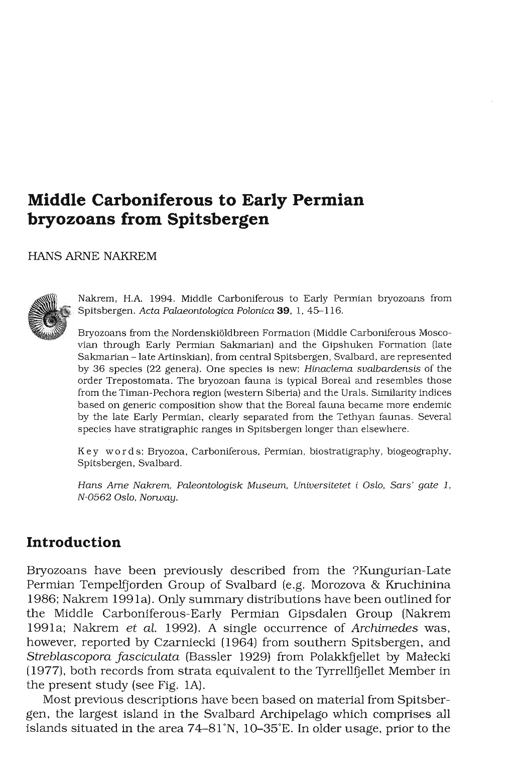 Bryozoans from Spitsbergen