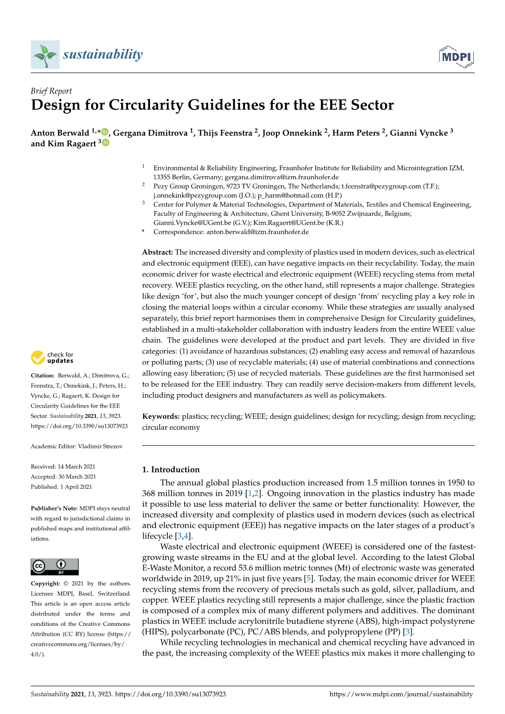 Design for Circularity Guidelines for the EEE Sector