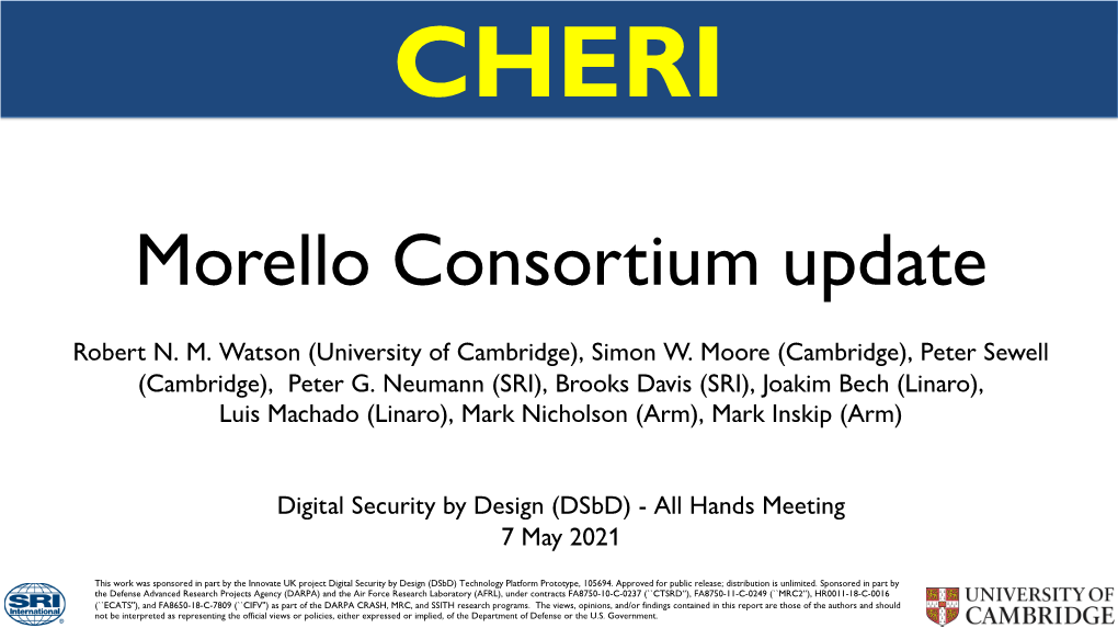 Morello Consortium Update