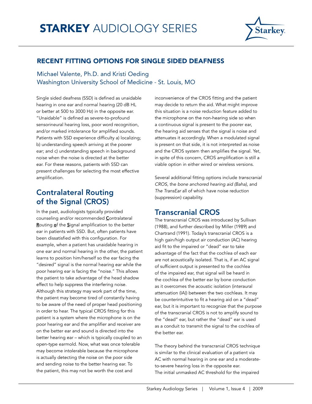 Starkey Audiology Series Volume 1, Issue 4