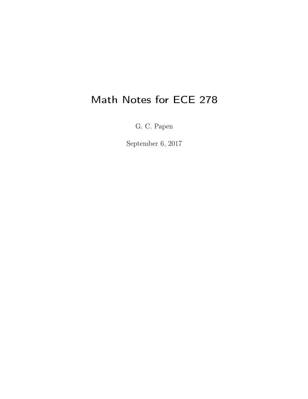 Math Notes for ECE 278