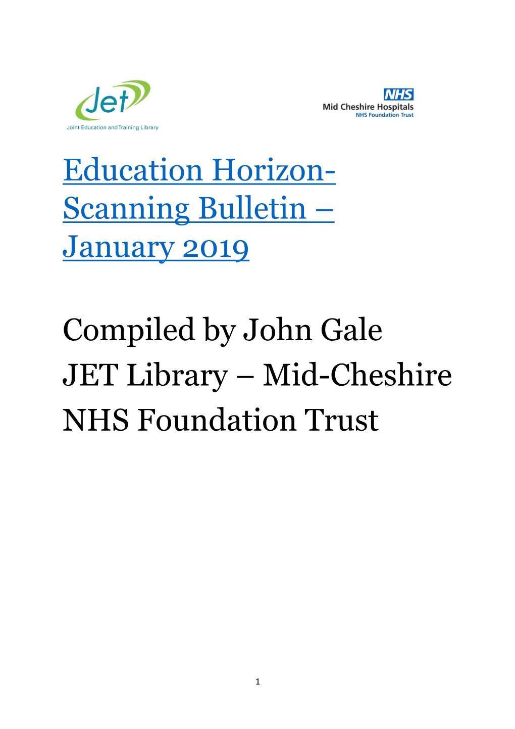 Education Horizon- Scanning Bulletin – January 2019