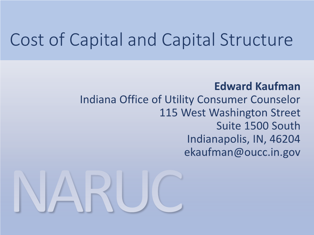 Cost of Capital and Capital Structure