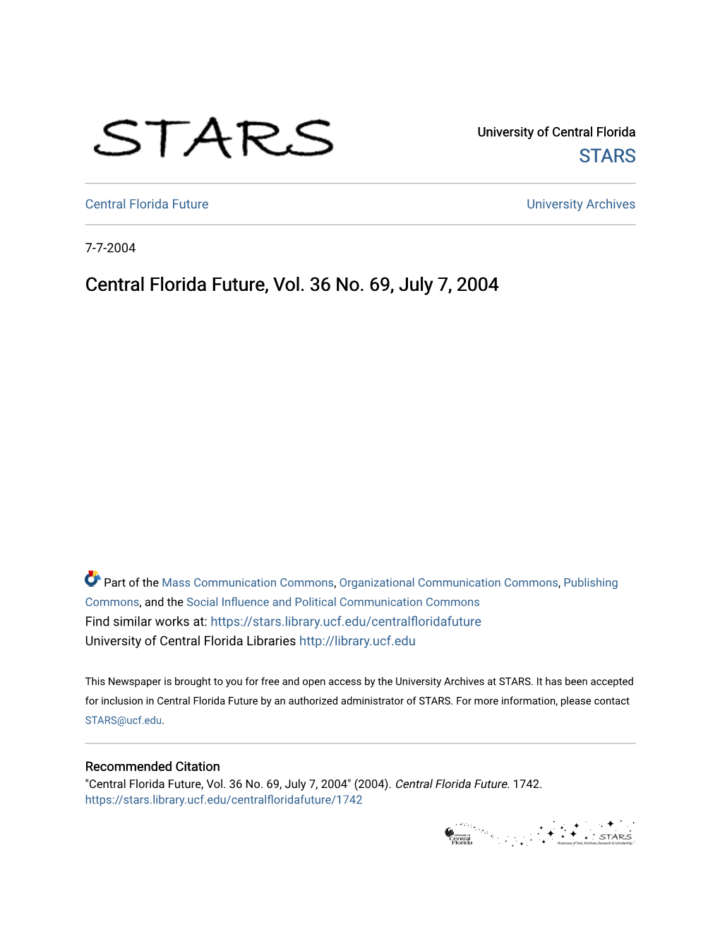 Central Florida Future, Vol. 36 No. 69, July 7, 2004