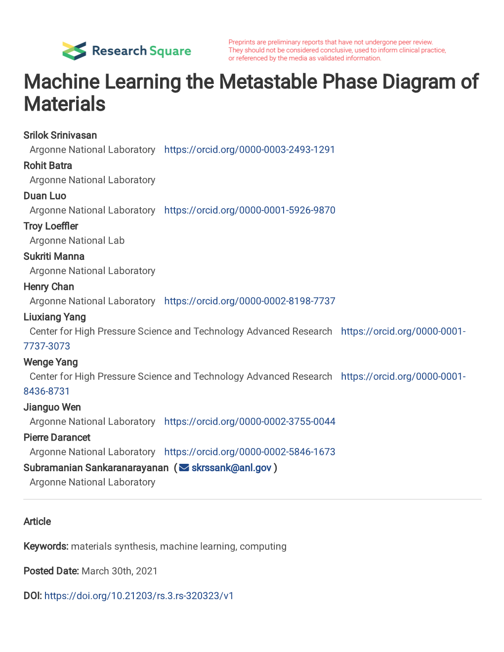 Machine Learning the Metastable Phase Diagram of Materials