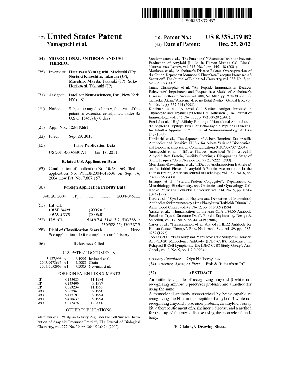 (12) United States Patent (10) Patent No.: US 8,338,379 B2 Yamaguchi Et Al