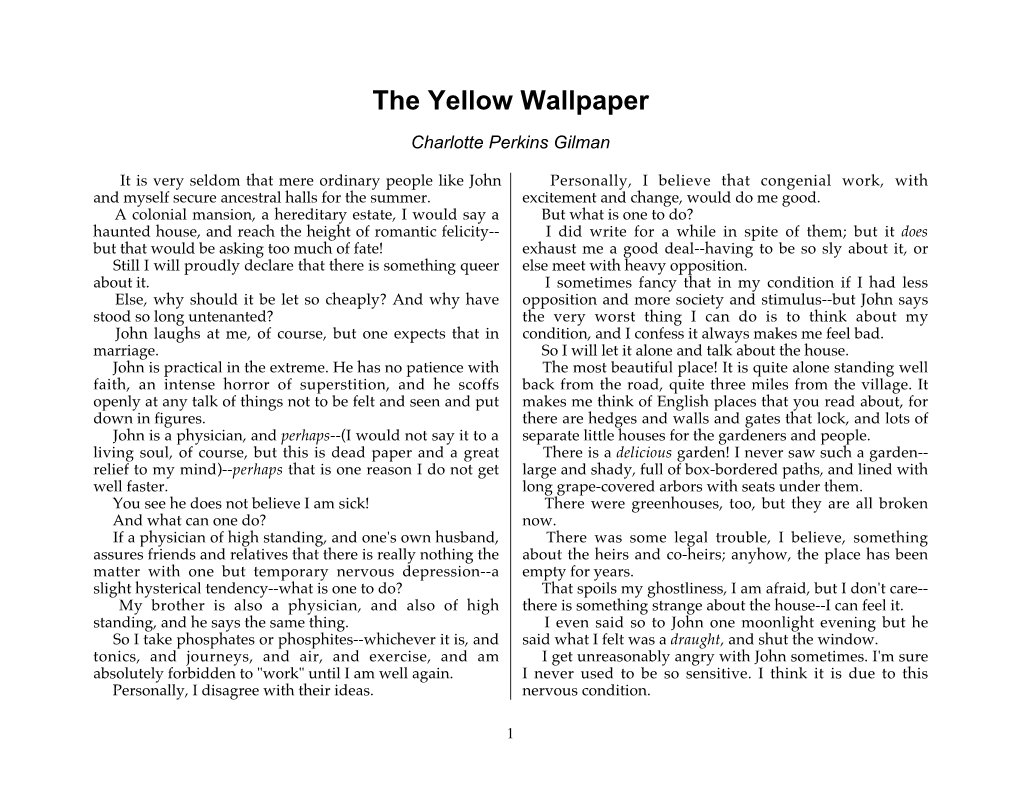 The Yellow Wallpaper