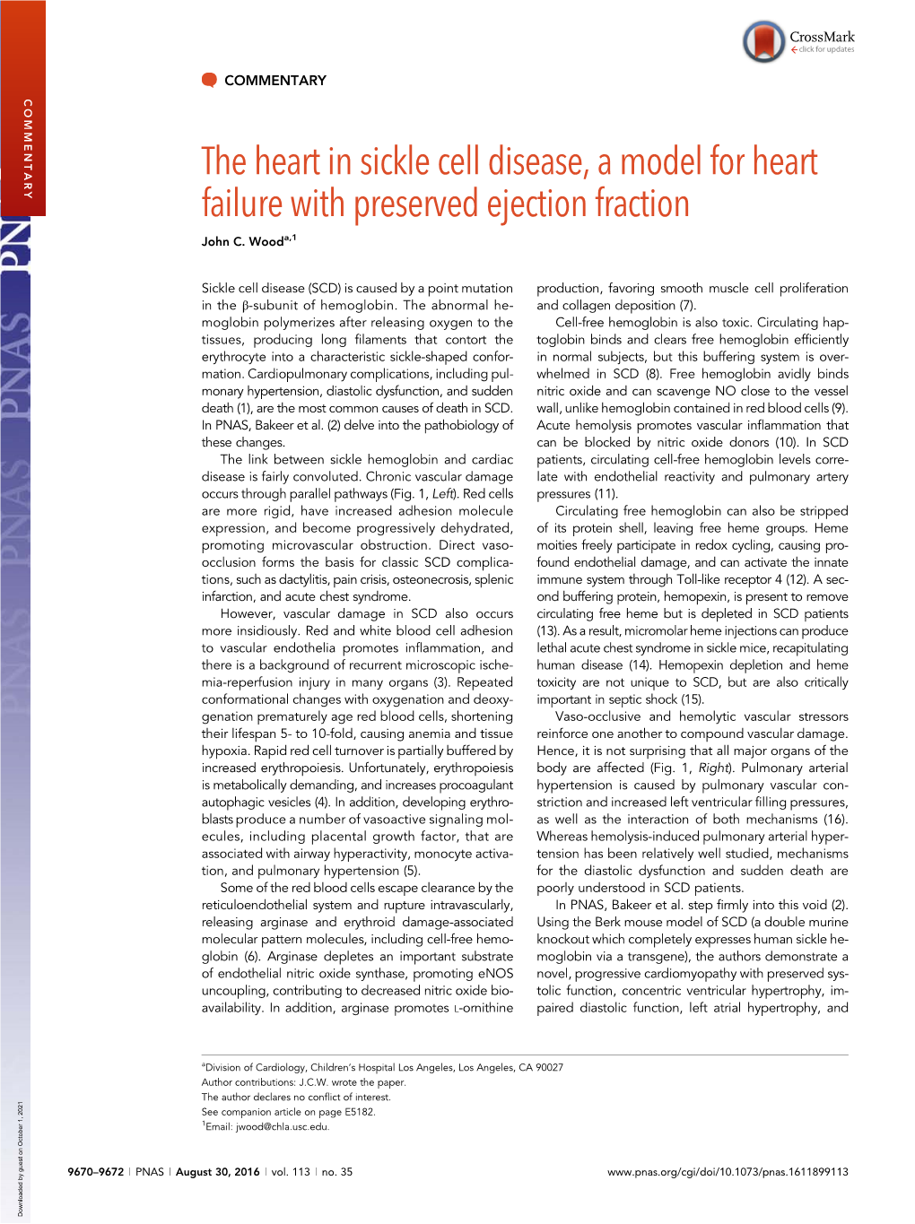 The Heart in Sickle Cell Disease, a Model for Heart Failure with Preserved Ejection Fraction