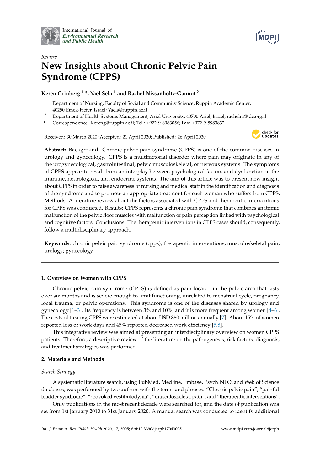 New Insights About Chronic Pelvic Pain Syndrome (CPPS)