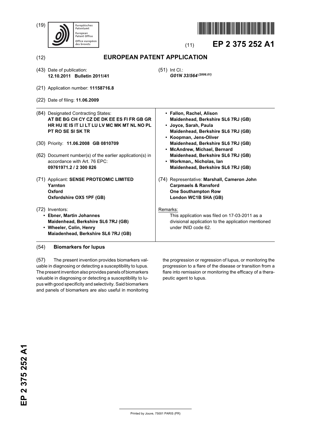 Biomarkers for Lupus