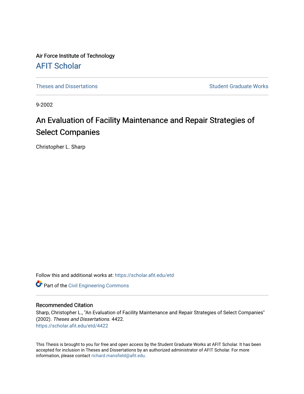 An Evaluation of Facility Maintenance and Repair Strategies of Select Companies