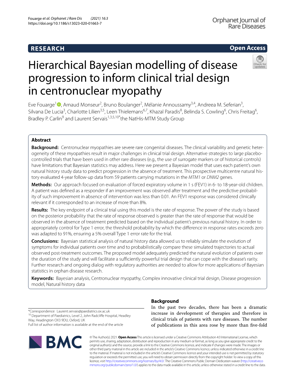 Hierarchical Bayesian Modelling of Disease Progression to Inform