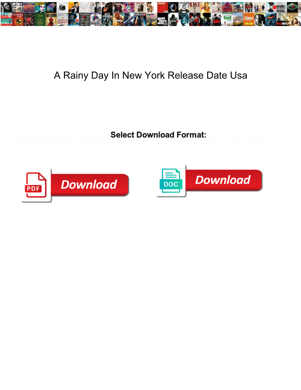 A Rainy Day in New York Release Date Usa