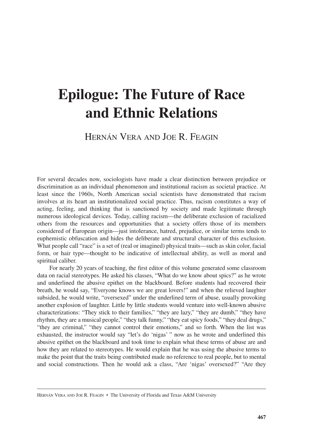 Epilogue: the Future of Race and Ethnic Relations