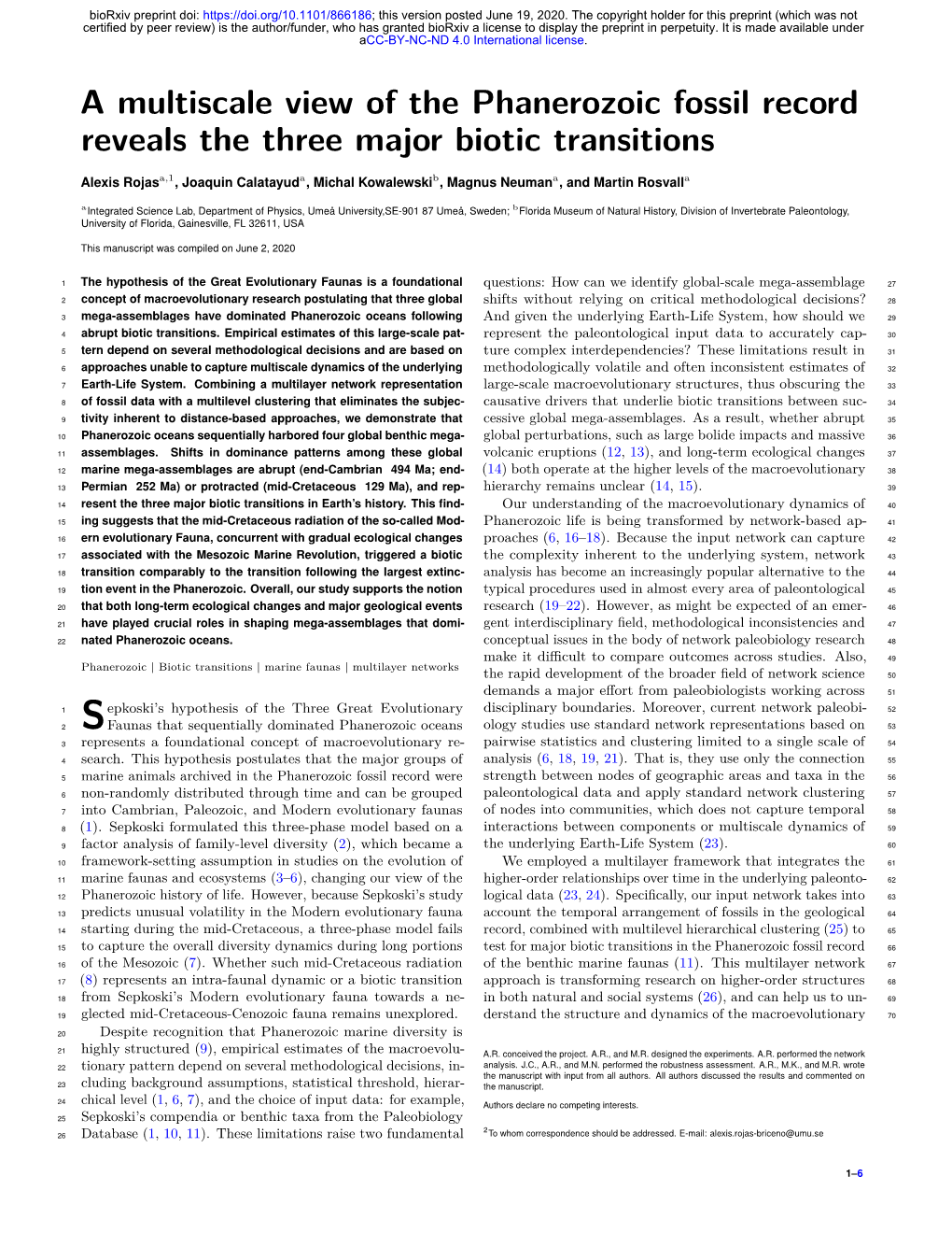 A Multiscale View of the Phanerozoic Fossil Record Reveals the Three Major Biotic Transitions