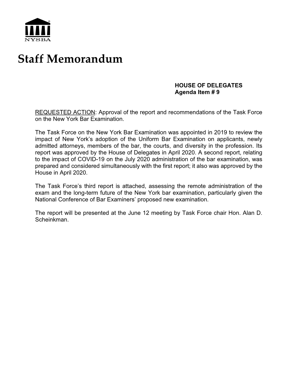 Staff Memorandum