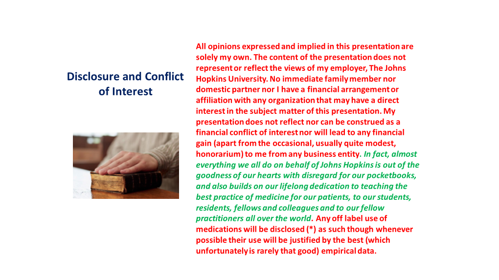 Disclosure and Conflict of Interest