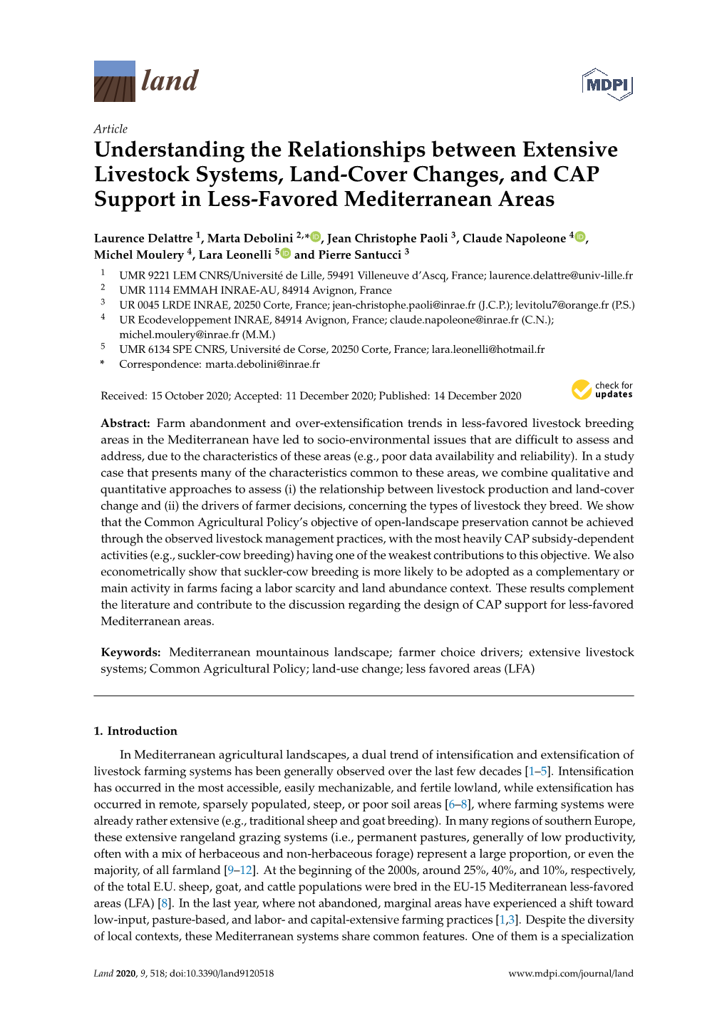 Understanding the Relationships Between Extensive Livestock Systems, Land-Cover Changes, and CAP Support in Less-Favored Mediterranean Areas