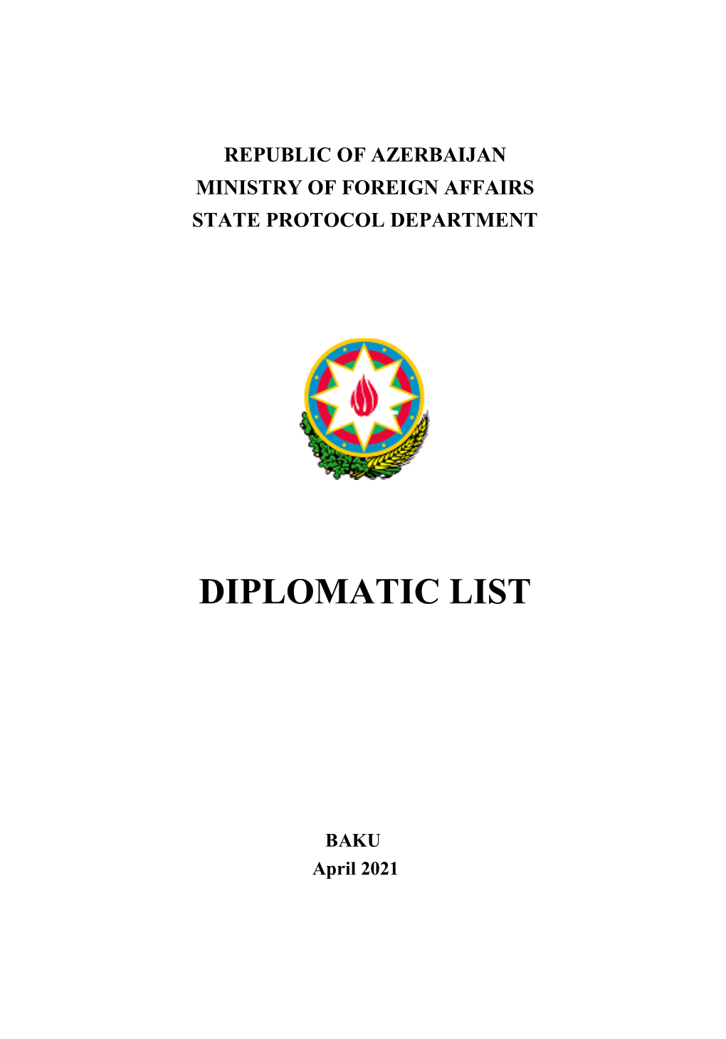 Diplomatic List 2021 April