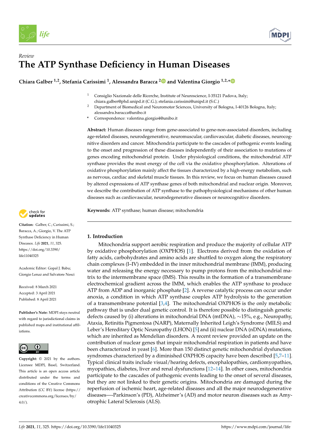 The ATP Synthase Deficiency in Human Diseases