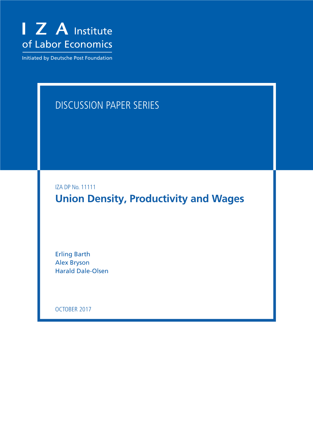 Union Density, Productivity and Wages