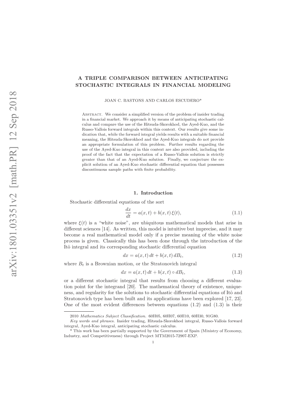 A Triple Comparison Between Anticipating Stochastic Integrals In