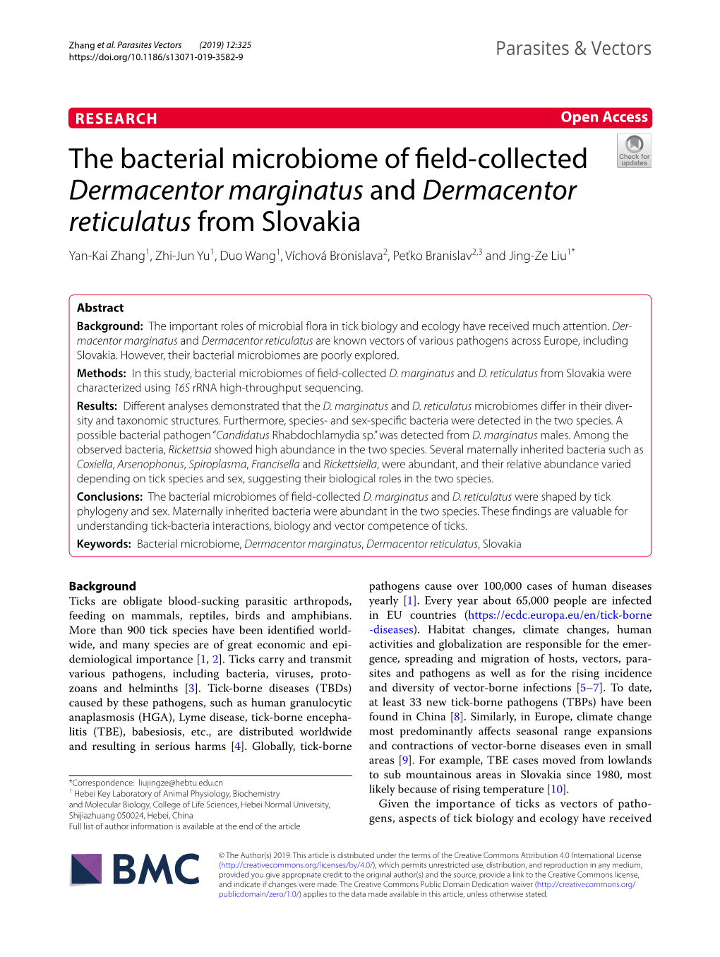 The Bacterial Microbiome of Field-Collected Dermacentor