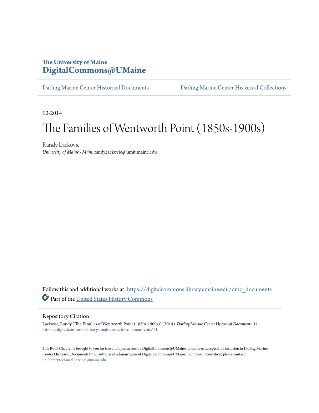 The Families of Wentworth Point (1850S-1900S)