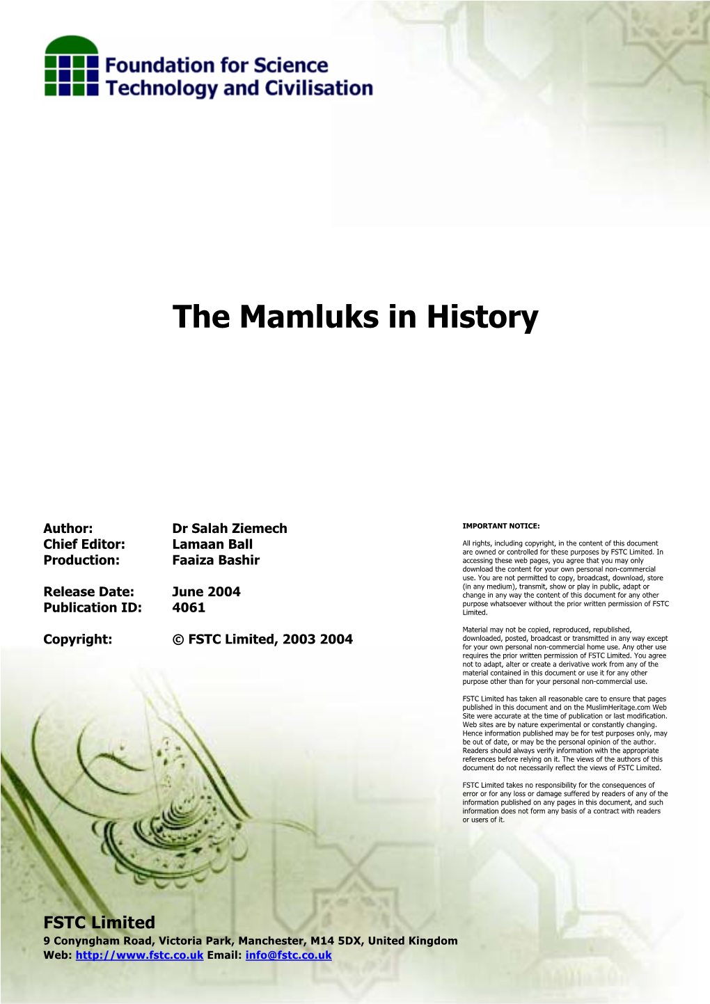 The Mamluks in History