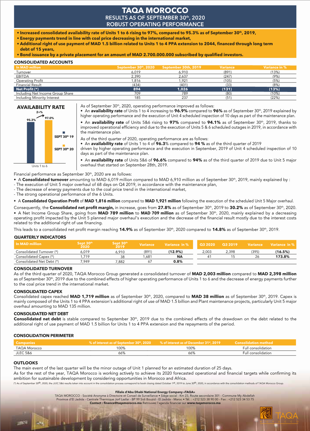 Communiqué Financier TAQA Morocco T3 2020 VE Web.Pdf