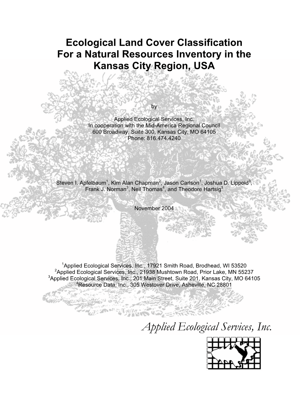 Ecological Land Cover Classification for a Natural Resources Inventory in the Kansas City Region, USA