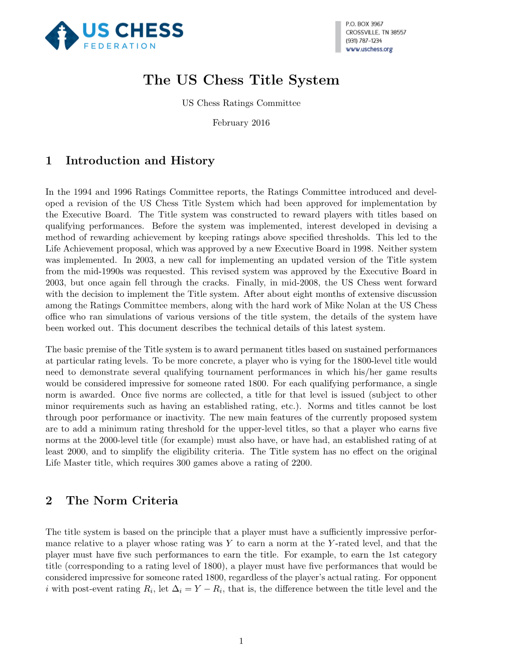 The US Chess Title System