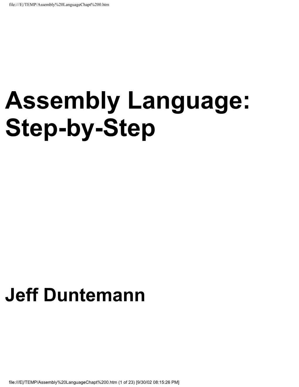 Assembly Language: Step-By-Step