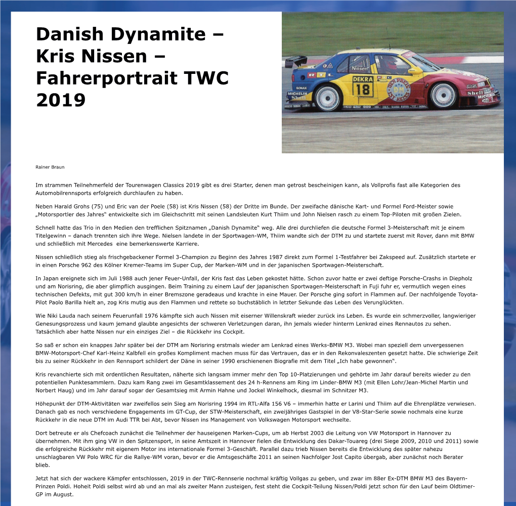 Danish Dynamite – Kris Nissen – Fahrerportrait TWC 2019