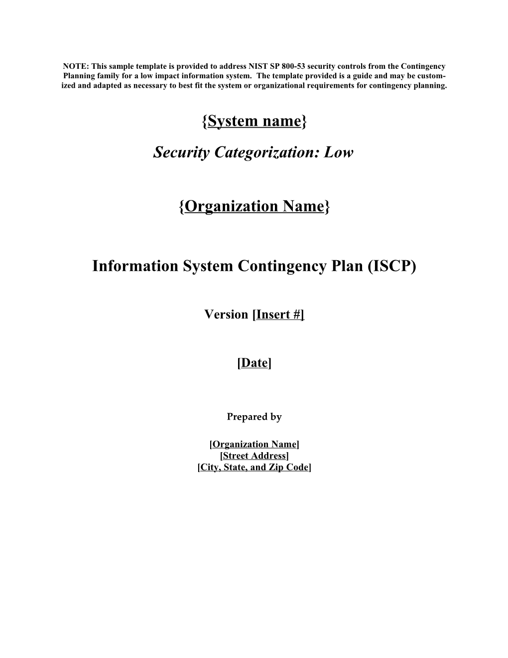 Information System Contingency Plan (ISCP)