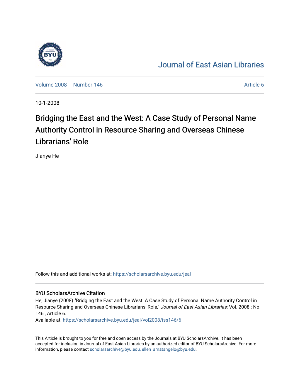 A Case Study of Personal Name Authority Control in Resource Sharing and Overseas Chinese Librarians' Role