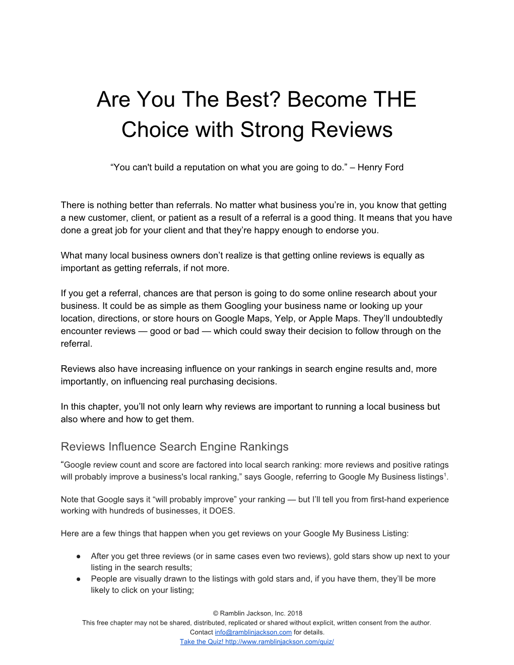Are You the Best? Become the Choice with Strong Reviews
