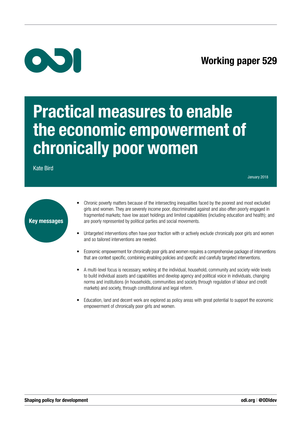 Practical Measures to Enable the Economic Empowerment of Chronically Poor Women