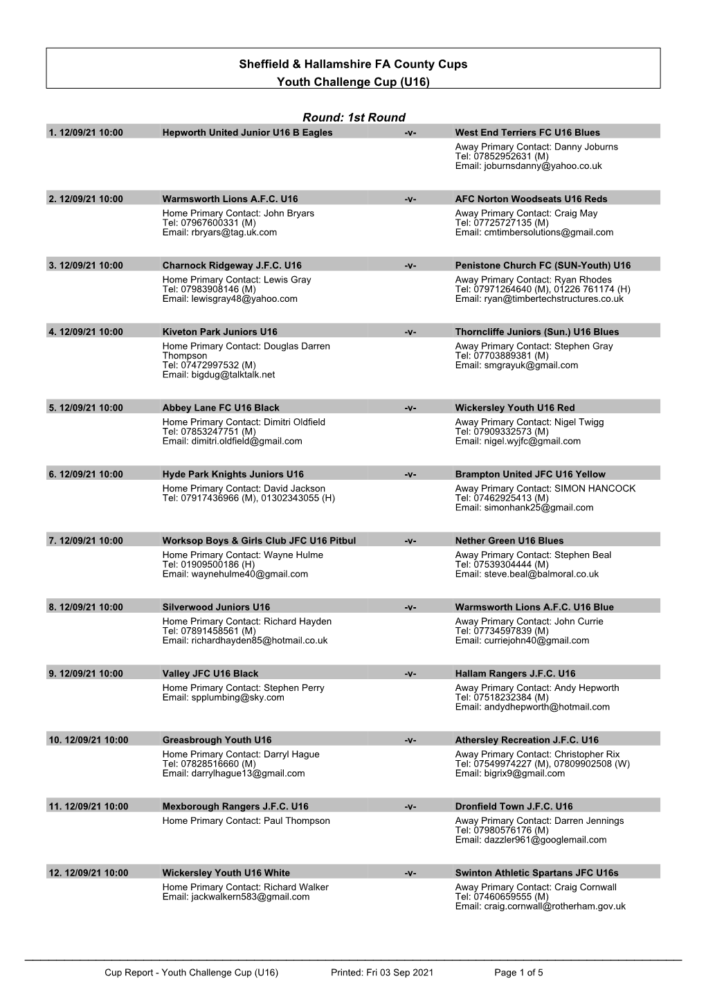 Sheffield & Hallamshire FA County Cups Youth Challenge Cup (U16)