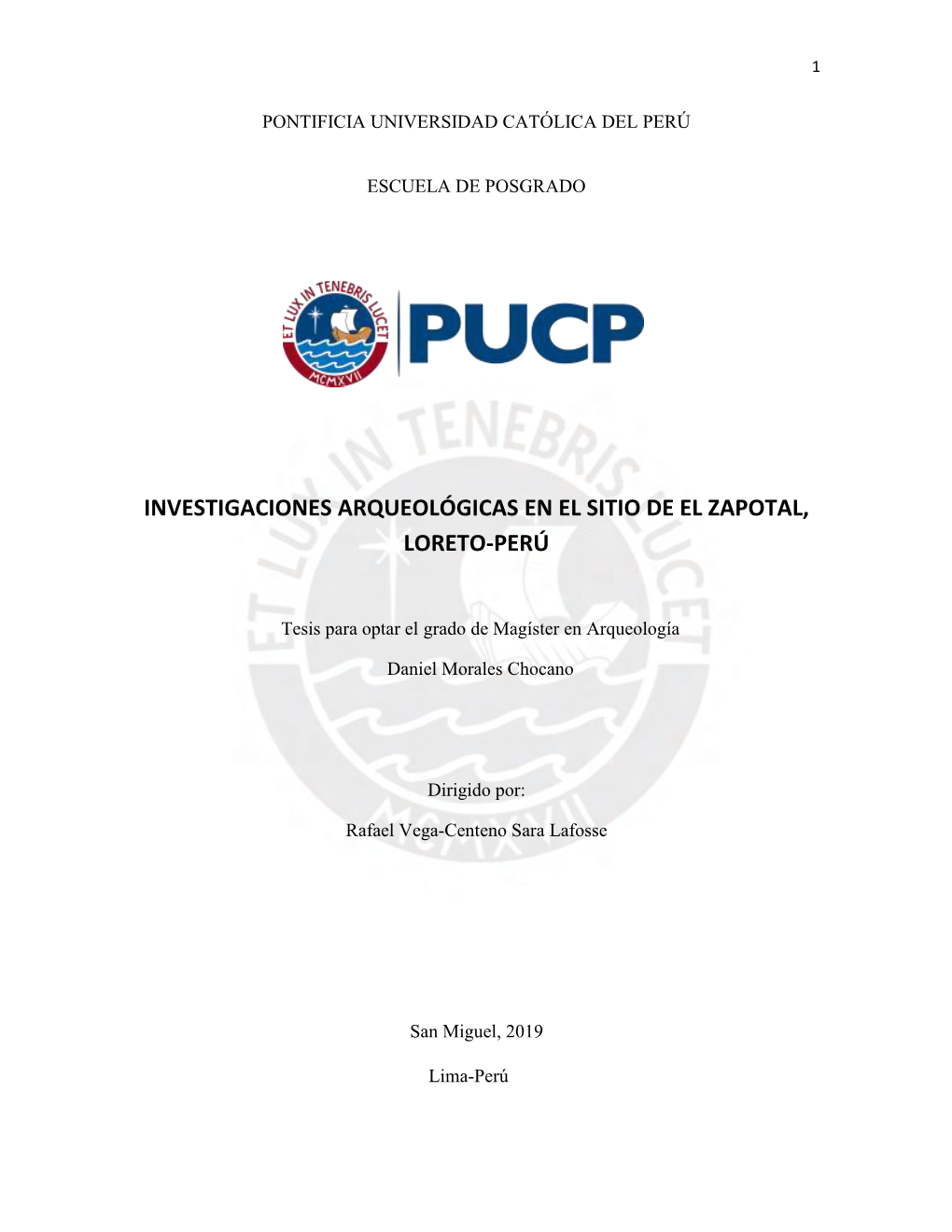 Investigaciones Arqueológicas En El Sitio De El Zapotal, Loreto-Perú