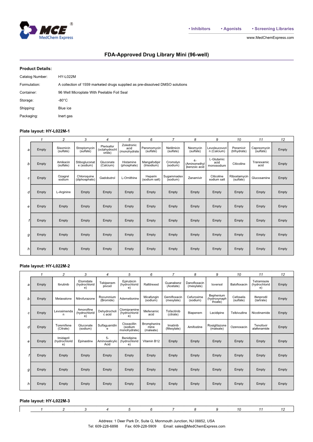 FDA-Approved Drug Library Mini (96-Well)