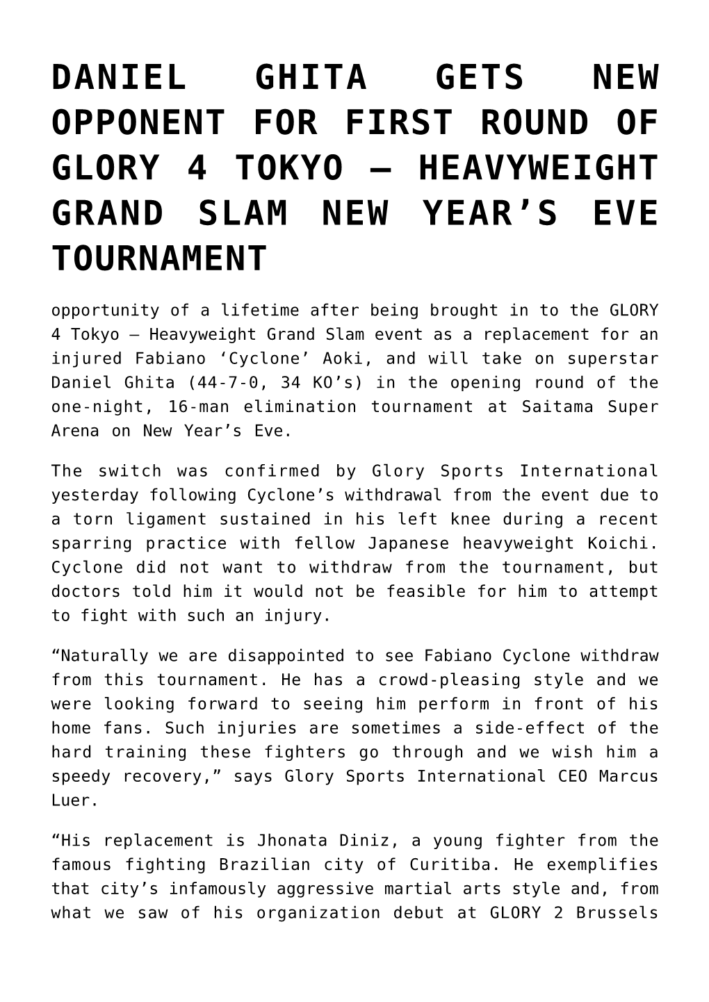 Heavyweight Grand Slam New Year's Eve Tournament