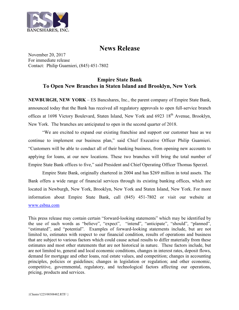 Press Release for Brooklyn and Staten Island Branches (00308482-1).RTF