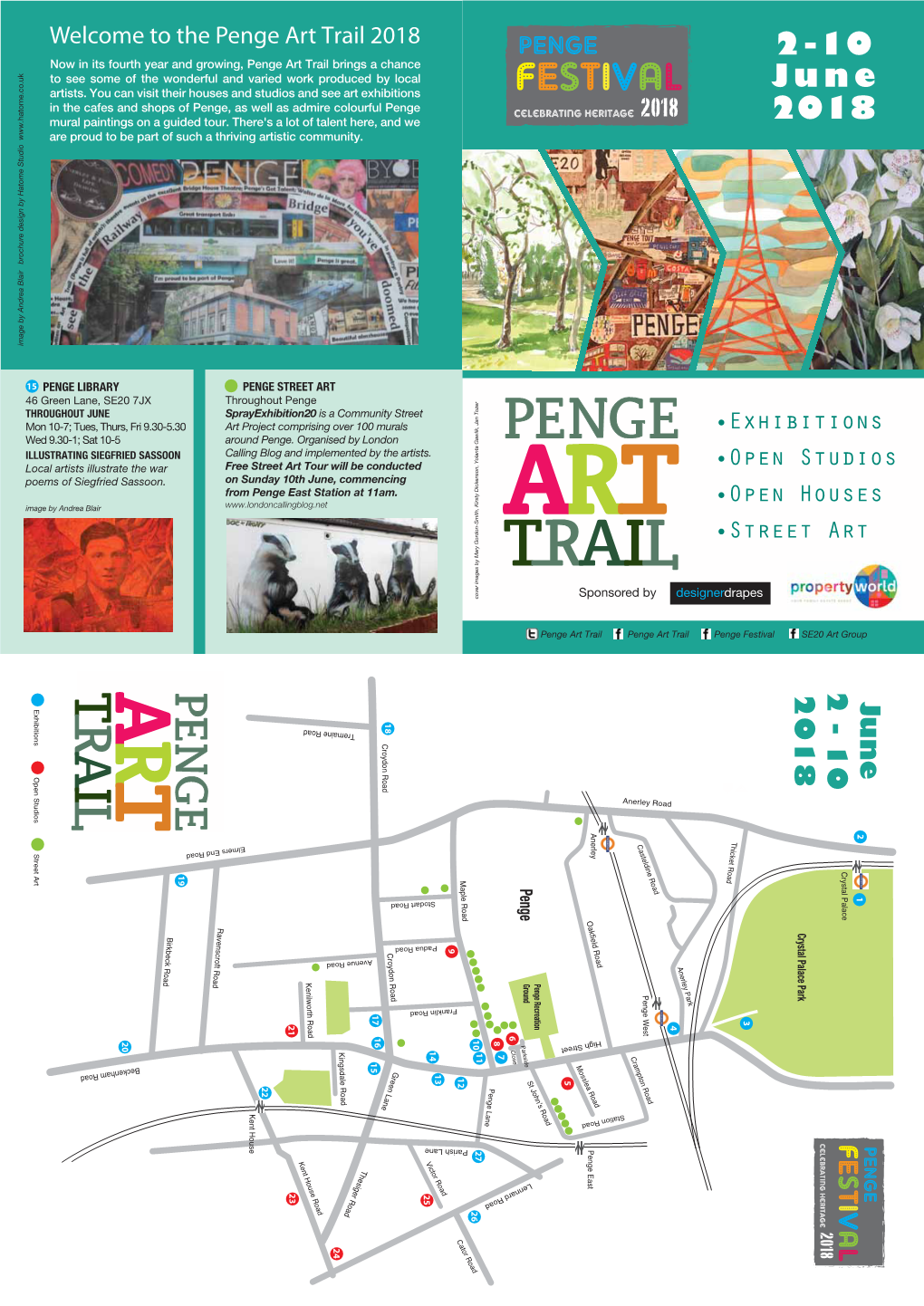 Penge Art Trail Map 2018 AW-Front