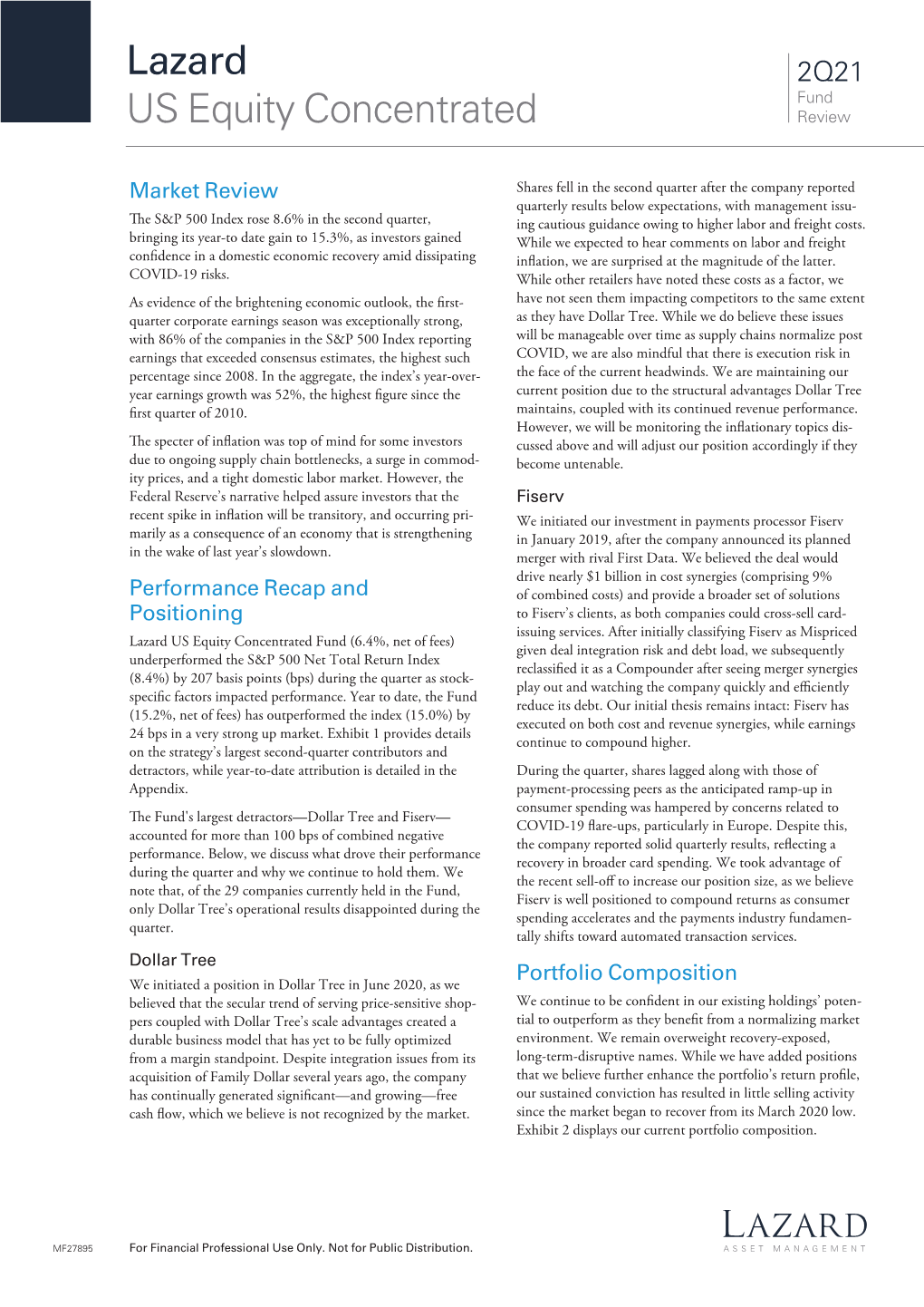 US Equity Concentrated Fund Review