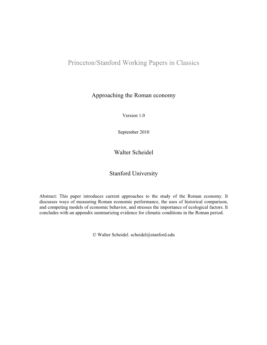 Princeton/Stanford Working Papers in Classics