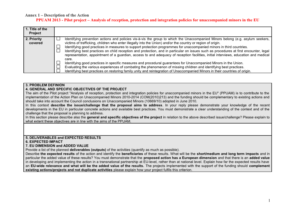 Annex 1 Description of the Action