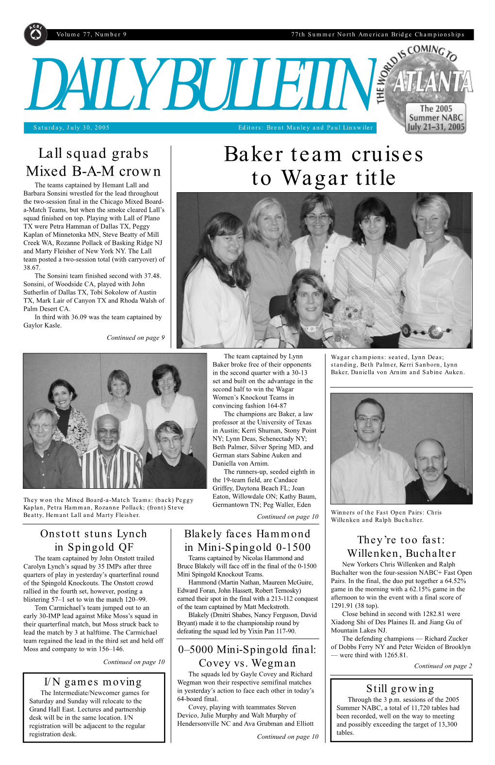 Baker Team Cruises to Wagar Title