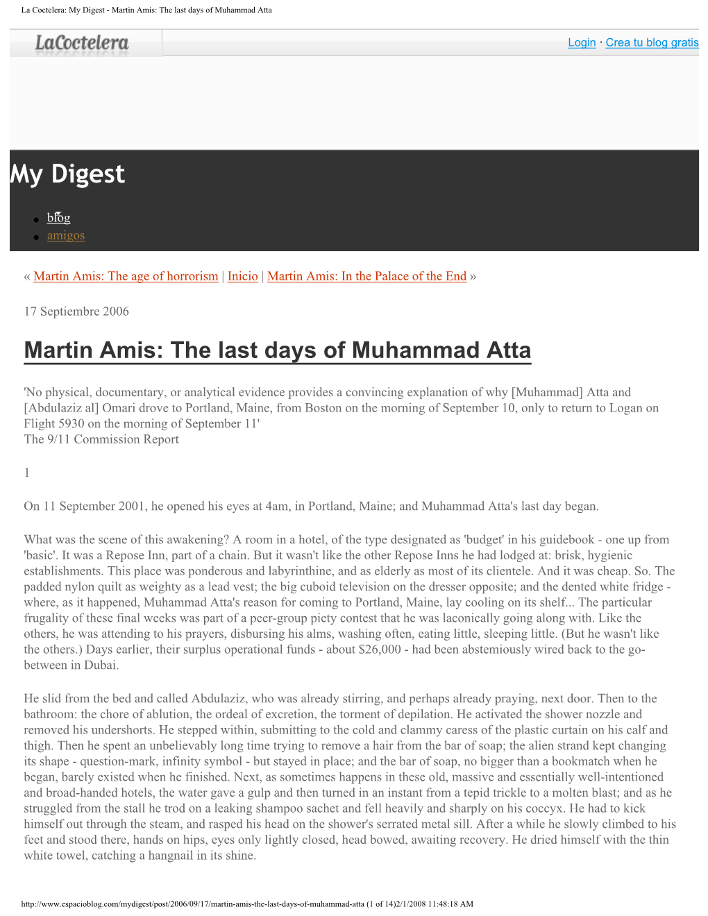 La Coctelera: My Digest - Martin Amis: the Last Days of Muhammad Atta