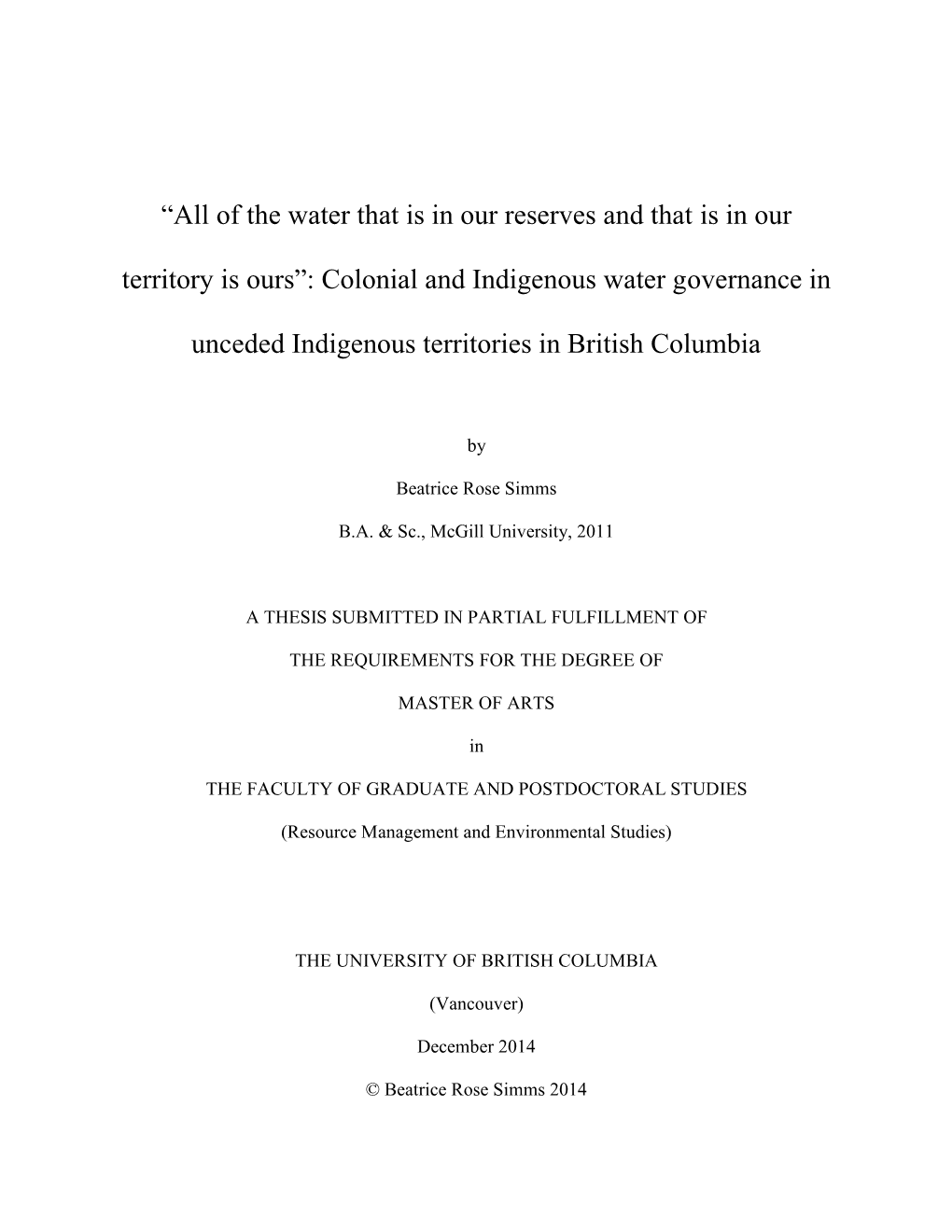 Colonial and Indigenous Water Governance In